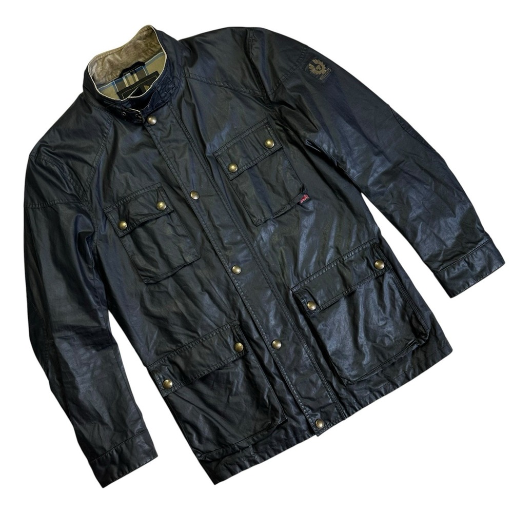 Belstaff Roadmaster 2012 Waxed Cotton Jacket Motorcycle Racing Men 52 Black Flaw